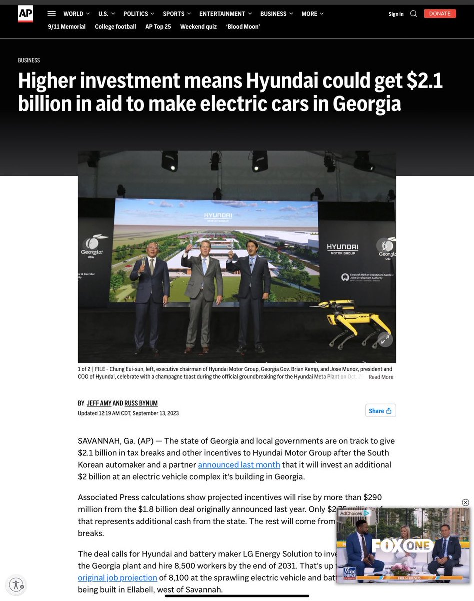 <a href="/GeraldoRivera/">Geraldo Rivera</a> Hyundai received 2.1 billion in taxpayer subsidies to hire American workers. They hired illegals instead.  They reneged on the deal and should pay us back.