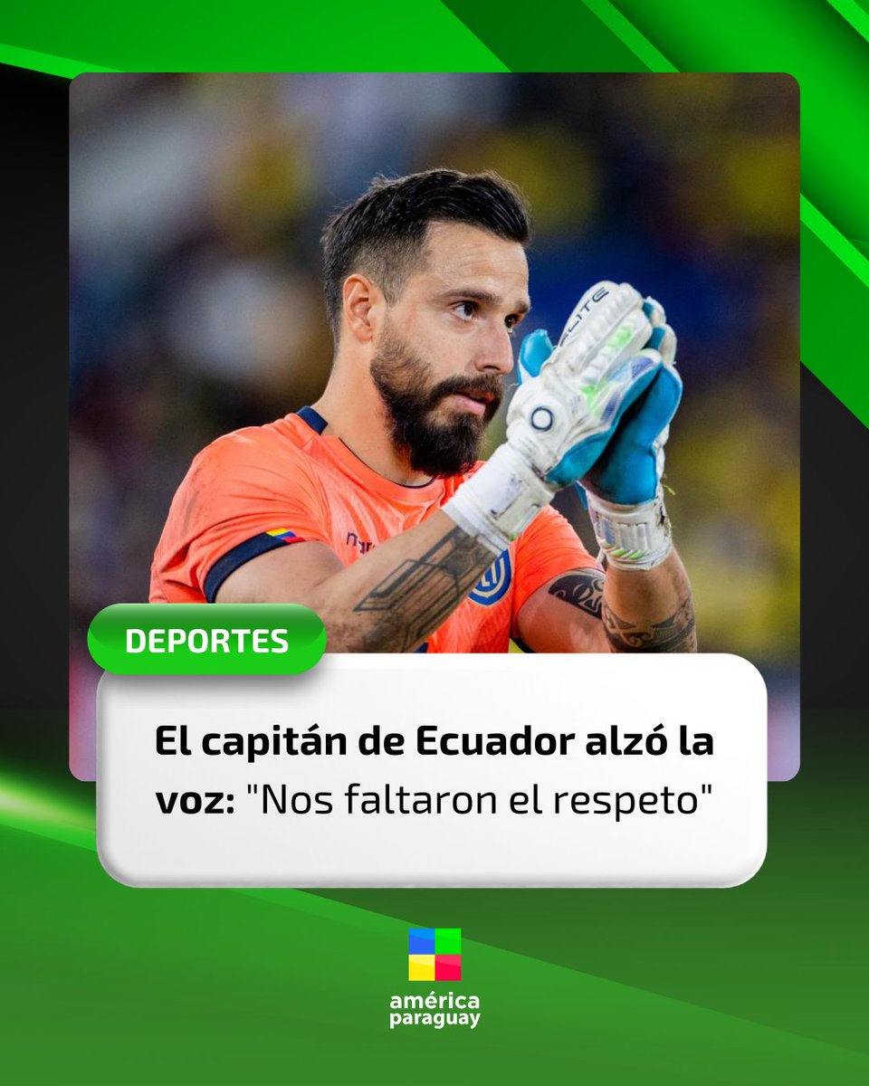 👉 El capitán de la selección ecuatoriana cuestionó a la Asociación Paraguaya de Fútbol, al considerar una “falta de respeto” que durante el himno nacional de su país siguieran los fuegos artificiales en el Defensores del Chaco.

Galíndez también respondió a la prensa de su país,