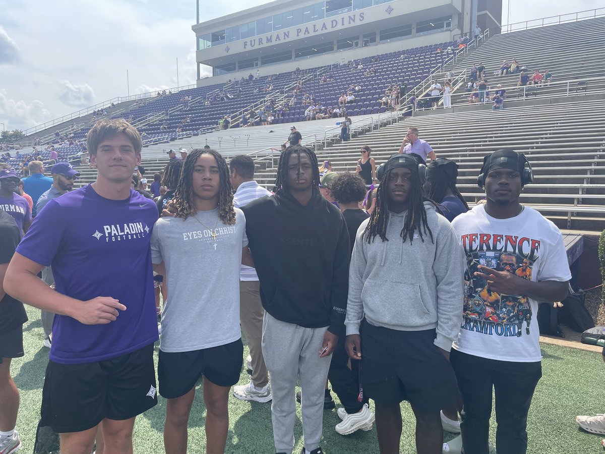 D.W. Daniel Football (@dwdanielfb) on Twitter photo Always good to to see former players! Some of our seniors got to visit <a href="/BruceBrown2025/">Bruce Brown</a> and <a href="/PaladinFootball/">Furman Football</a> today! #WinToday!
<a href="/kfru_/">Cayden Fruster</a> <a href="/TheDexJohnson1/">Dexter Johnson #9</a> <a href="/BrysonFreeman17/">Bryson Freeman</a> <a href="/JaiereBenson25/">Jaiere Benson</a> Always good to to see former players! Some of our seniors got to visit <a href="/BruceBrown2025/">Bruce Brown</a> and <a href="/PaladinFootball/">Furman Football</a> today! #WinToday!
<a href="/kfru_/">Cayden Fruster</a> <a href="/TheDexJohnson1/">Dexter Johnson #9</a> <a href="/BrysonFreeman17/">Bryson Freeman</a> <a href="/JaiereBenson25/">Jaiere Benson</a>
