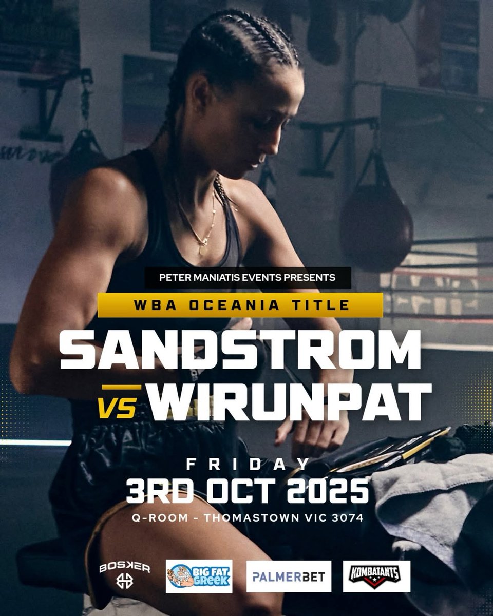 Linn Sandström is back on Oct 3rd in Thomastown,Australia fighting for WBA Oceania Title at 112lb on a Peter Maniatis show 🔥🥊 <a href="/sandstromboxer/">Linn Sandstrom</a> #SandstromWirunpat <a href="/WBABoxing/">WBA Boxing</a>