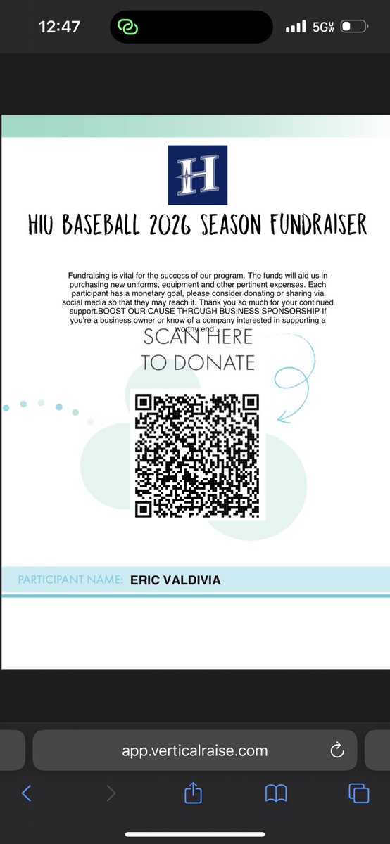 Help my program reach its goal🙏🏽 <a href="/HIUBaseball/">HIU Baseball</a>