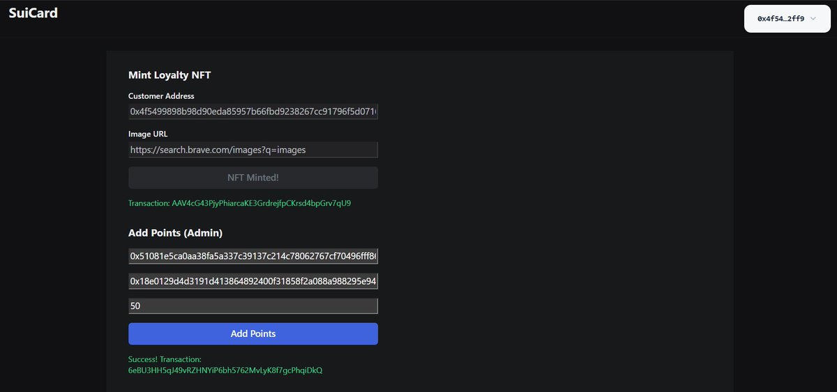 HariniPriya1218's tweet photo. ⚡️Just completed the Sui:Move workshop!Took the NFT Loyalty Card DApp &amp; added 3 features I built.Fully deployed &amp; running flawlessly!🚀💎
Check out: https://t.co/A4RsioXP5f
Thanks to @krnkiran22,@BhBhavy,@firstmovers_, @DeepakRaja2003 &amp; @CodeNexClub for an amazing experience! 🙌 https://t.co/1jEPNqB5mP
