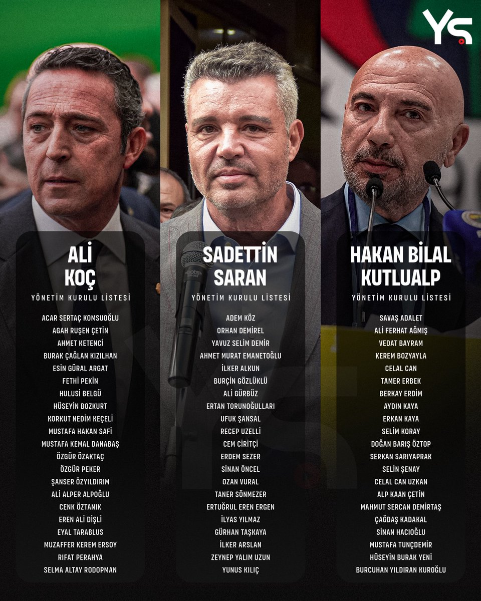 Fenerbahçe başkan adaylarının yönetim kurulu listeleri belli oldu.