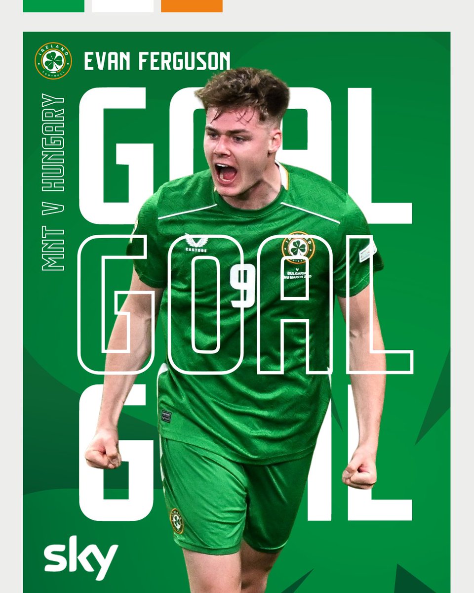 IrelandFootball's tweet photo. 49' | GOAALLLL! Evan Ferguson pulls one back!

🇮🇪 1-2 🇭🇺 https://t.co/WV40yKZSl4
