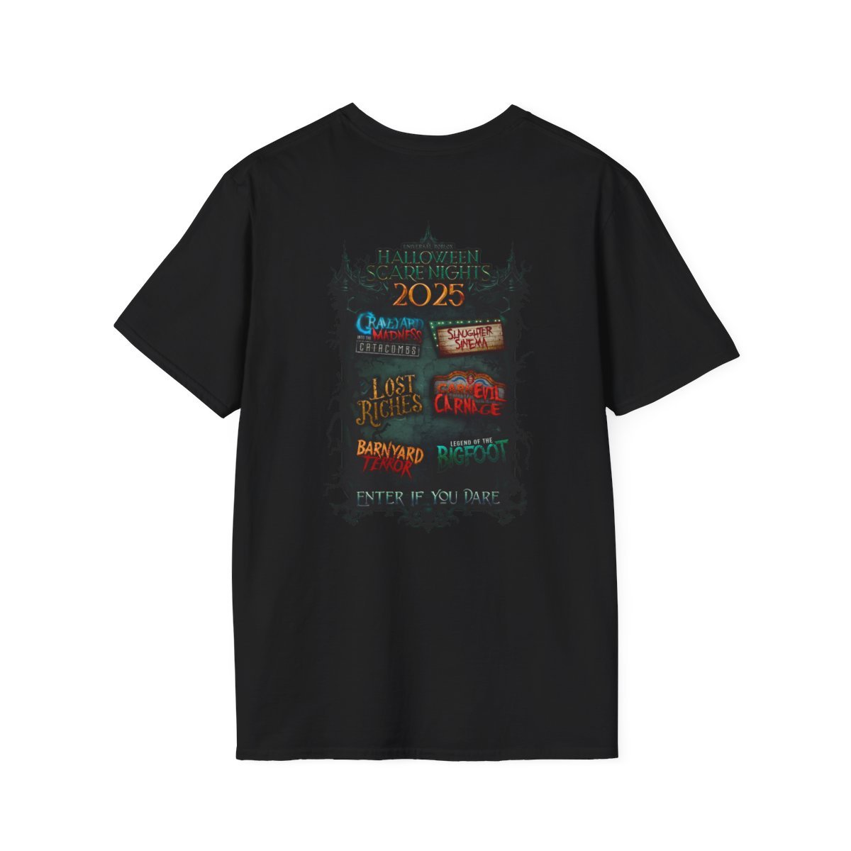 UniRobloxGame's tweet image. 🖤Rep the horror🖤
This year's Halloween Scare Nights 2025 house shirt is available now: immersedge.com/products/hallo…