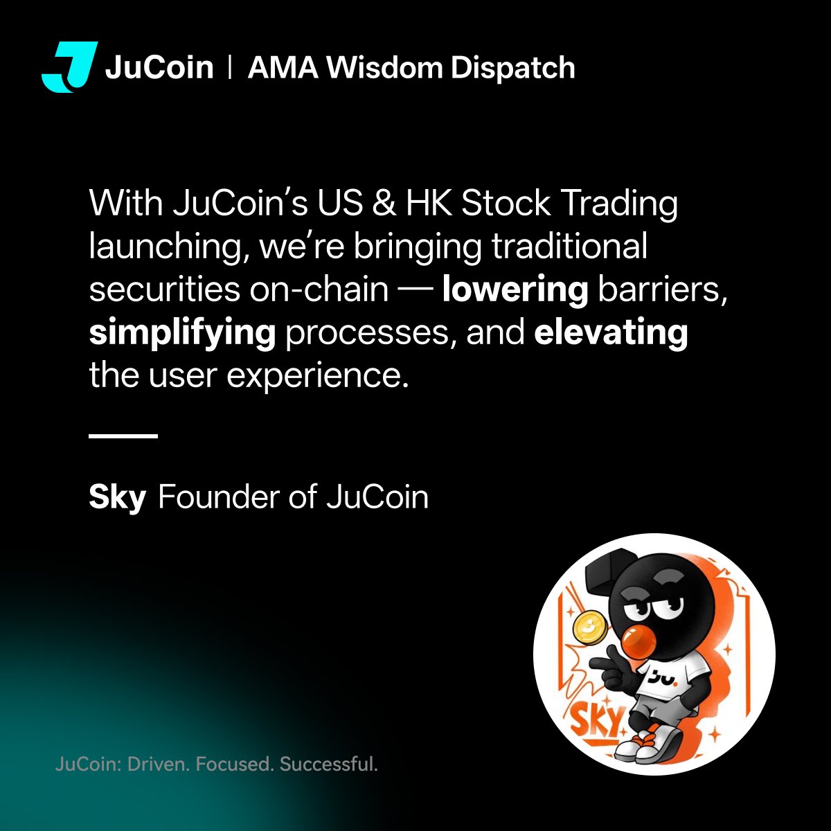 ☀️GM 

📚 JuCoin AMA Wisdom Dispatch #2｜Redefining Investment Boundaries

Highlights：
🔹Real Ownership &amp; User Rights
🔹aiRWA Power Mechanism 
🔹Multi-Source Liquidity 

🔸Read the full letter from @Sky_JuCoin: bit.ly/3JJ73gh 

#AMADispatch #JuCoin