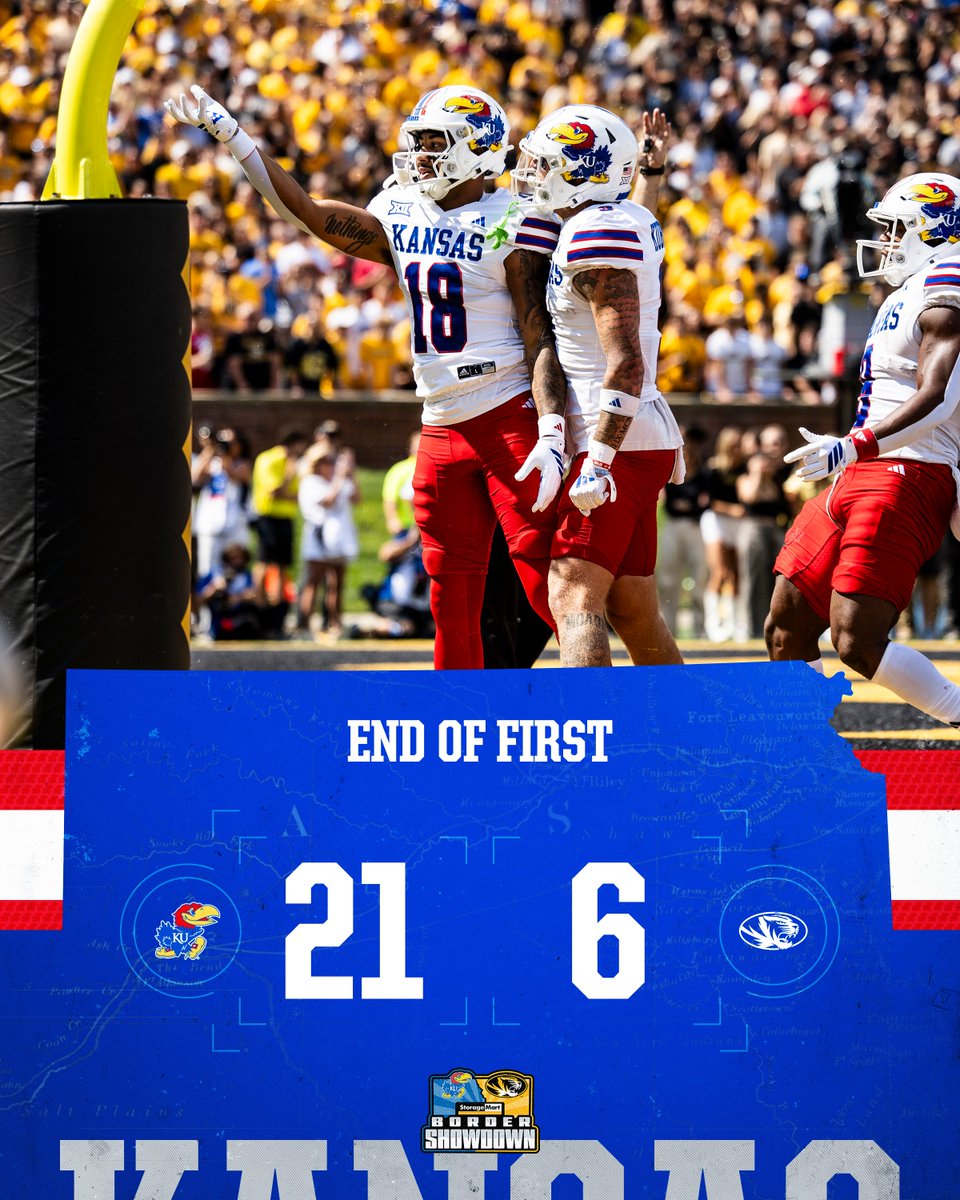 KU_Football's tweet image. End of the first.