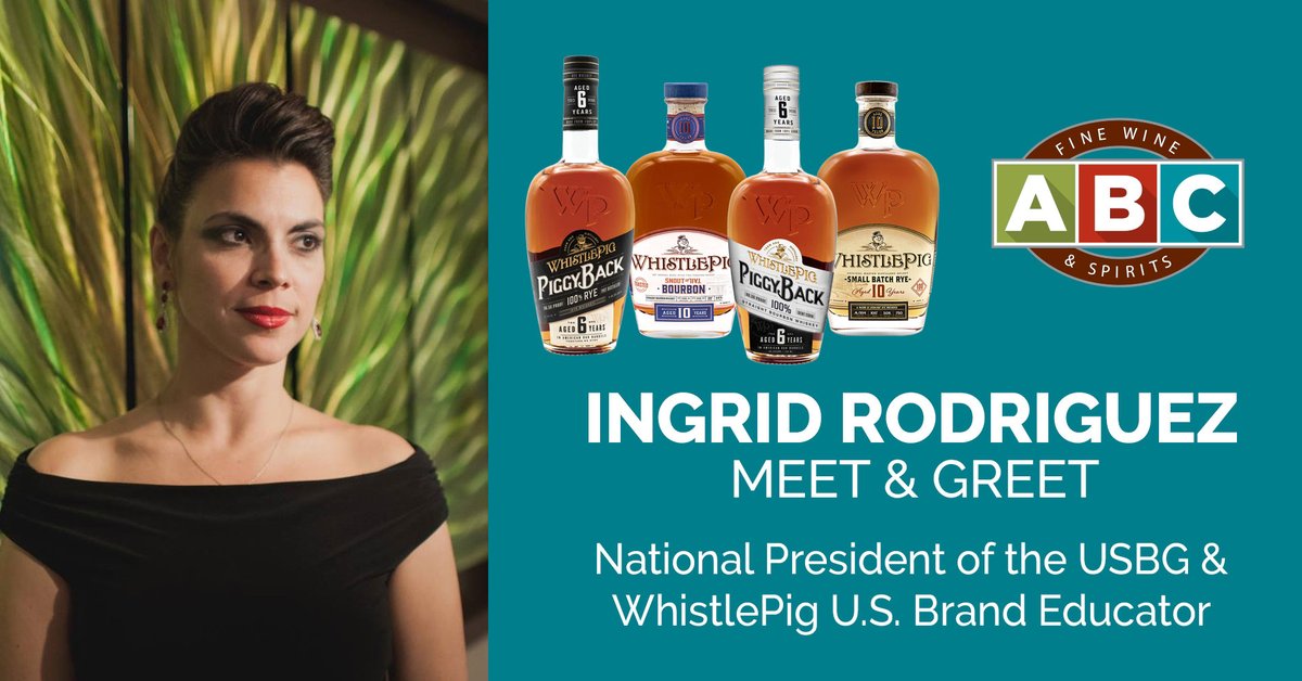 Ingrid Rodriguez, National President of the USBG &amp; <a href="/WhistlePigRye/">WhistlePig Whiskey</a> U.S. Brand Educator, is coming to ABC Destin in 2 weeks! 🥃

🐷 While you’re there, you’ll have the opportunity to enjoy free samples of the best WhistlePig Whiskeys.  

Event Details: abcfws.com/events