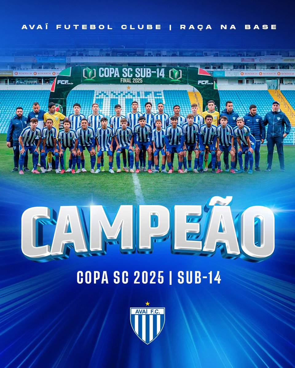 🦁🏆 ACAAAAAABOOOOUUUUUU! 
A RAÇA DA BASE É CAMPEÃ DA COPA SC SUB-14!!!

<a href="/AvaiFC/">Avaí Futebol Clube</a> 2x0 <a href="/gejuventus_/">Grêmio Esportivo Juventus</a> 

⚽️ Ygor
⚽️ Arthur Santos

COMEMORE MUITO,
NAÇÃO AVAIANA!

#RaçadaBase