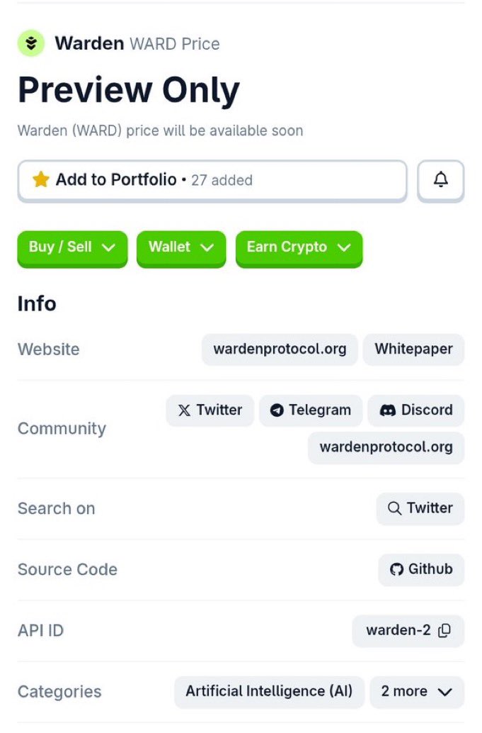 Warden protocol spotted on <a href="/coingecko/">CoinGecko</a> does this mean tge is near ?
Only <a href="/wardenprotocol/">Warden</a> team can answer that. 

Btw warden protocol season3 is live with a much bigger reward pool than season 1 and 2. 

Now is your time to stack up those ward points and pump cus $WARD is coming