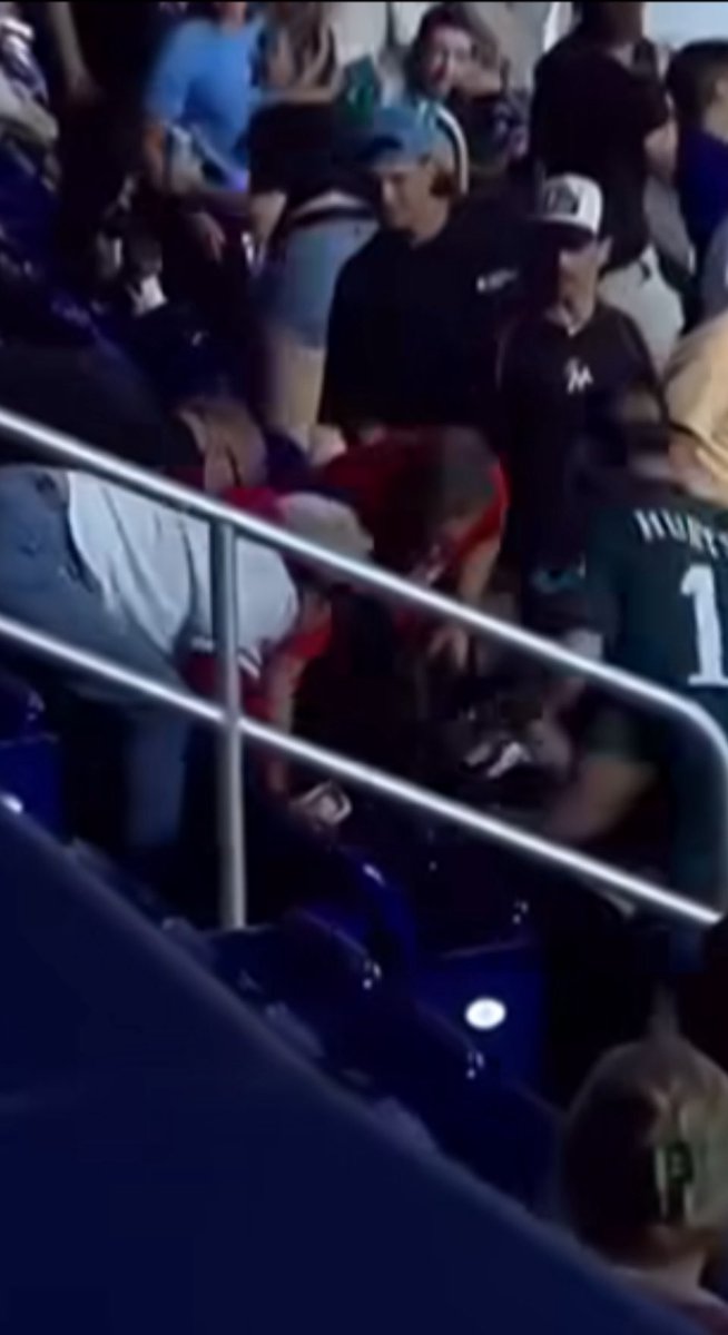 WittyTigress's tweet photo. @SoterMt @Dragonboy155 Does she have GoGo-Gadget arms?  It was on the ground in front of the row in front of her!  He picked it up. There were others attempting to get the ball too. https://t.co/i7nYUXmOhC