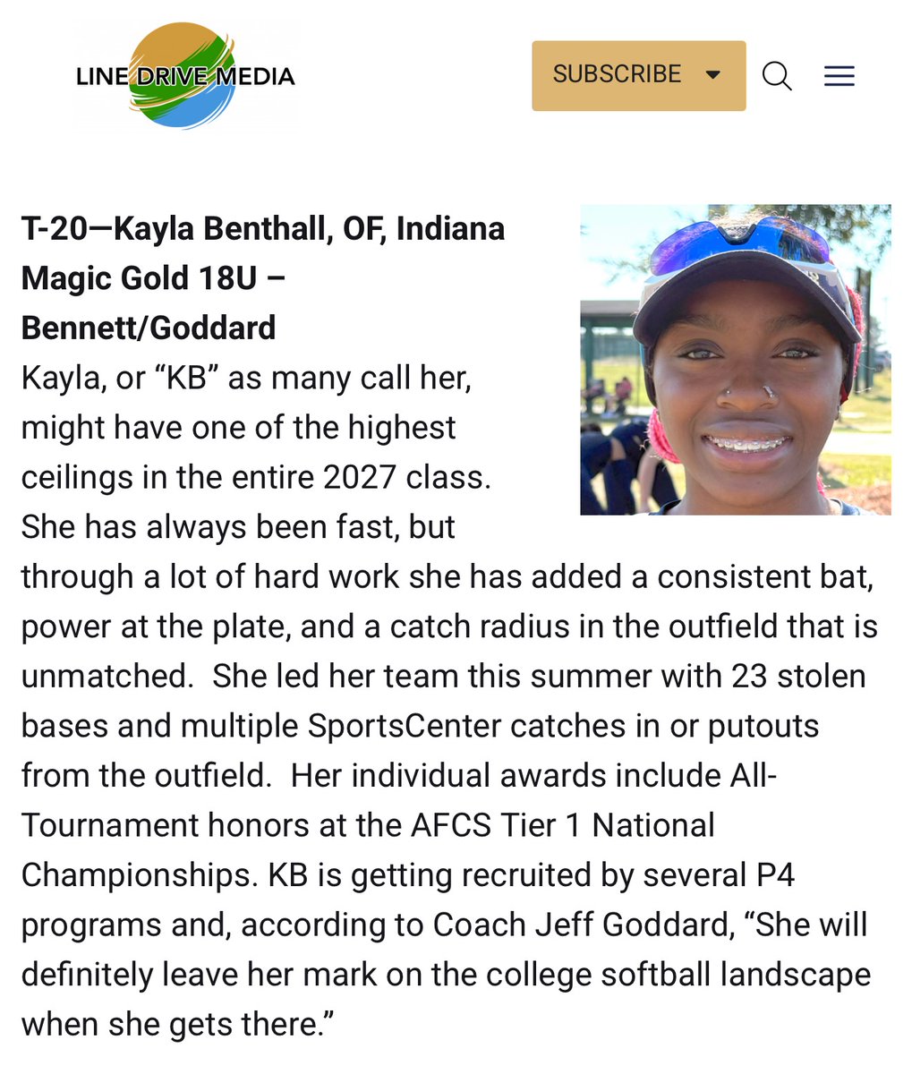 Kayla Benthall (@kaylabenthall) on Twitter photo Thank you, <a href="/LineDsoftball/">Line Drive Media</a>, for the ranking.  I will use this as fuel to the fire. Thank you, <a href="/LineDsoftball/">Line Drive Media</a>, for the ranking.  I will use this as fuel to the fire.