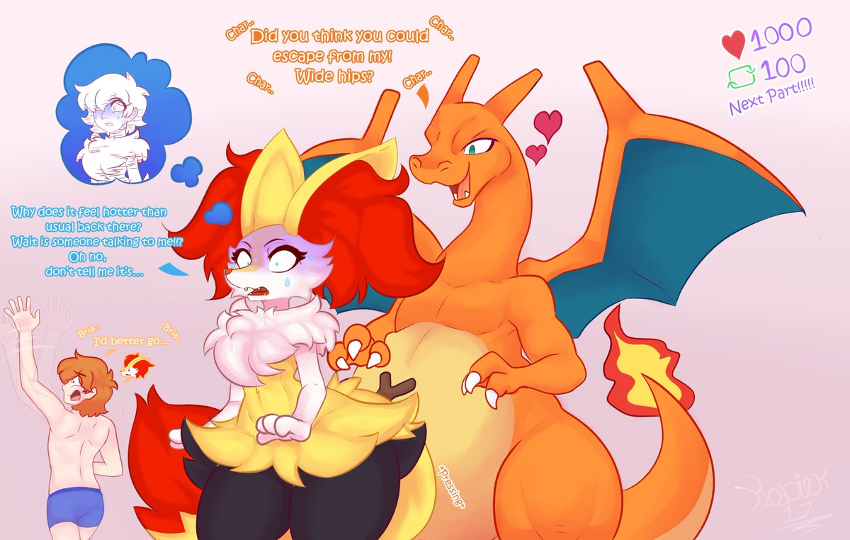 The former trainer has had problems with his Charizard, and Charizard has always tried to win over Braixen while she refused. Now he is the Pokemon he loves so much! This can only get worse if he doesn’t do something....
#Bodyswap #pokemon #braixen #TFTuesday #transfur