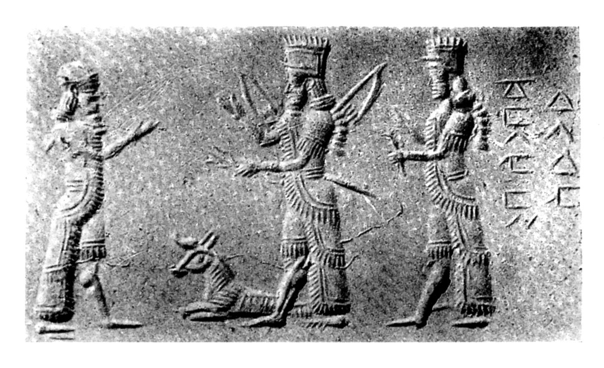 SonOfJenin's tweet photo. Fascinating online discovery

Old North Arabian writing found on a Mesopotamian cylinder seal from the Iron Age (1000-550 BC). Linguists refer to this script as ‘Dispersed Oasis North Arabian’. 

Dbrk son of Drdʾ/دبرك بن دردأ https://t.co/eaICQA3Tee