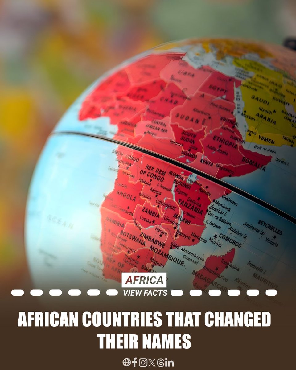 Africa View Facts (@africaviewfacts) on Twitter photo African Nations That Changed Their Names
Swaziland โ Eswatini ๐ธ๐ฟ (2018)
Upper Volta โ Burkina Faso ๐ง๐ซ (1984)
South West Africa โ Namibia ๐ณ๐ฆ (1990)
Zaire โ DR Congo ๐จ๐ฉ (1997)
Gold Coast โ Ghana ๐ฌ๐ญ (1957)
Tanganyika and Zanzibar โ Tanzania ๐น๐ฟ (1964)
Southern Rhodesia African Nations That Changed Their Names
Swaziland โ Eswatini ๐ธ๐ฟ (2018)
Upper Volta โ Burkina Faso ๐ง๐ซ (1984)
South West Africa โ Namibia ๐ณ๐ฆ (1990)
Zaire โ DR Congo ๐จ๐ฉ (1997)
Gold Coast โ Ghana ๐ฌ๐ญ (1957)
Tanganyika and Zanzibar โ Tanzania ๐น๐ฟ (1964)
Southern Rhodesia