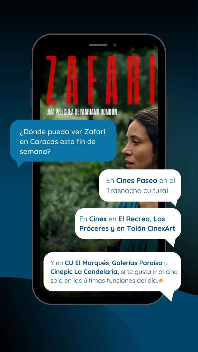 cinemapress's tweet photo. ¿Dónde ver Zafari, de Mariana Rondón en #Caracas ? https://t.co/90vWYJSgzf