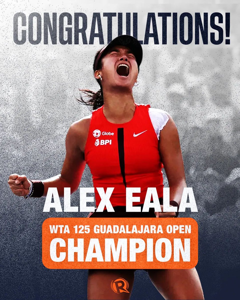 CHAMP AT LAST! 🏆

BREAKING NEWS. Alex Eala captures her first WTA Challenger crown as she rules the Guadalajara Open in Mexico following a hard-fought 1-6, 7-5, 6-3 win over Hungary's Panna Udvardy in the final.

Congratulations, Alex! 🇵🇭
