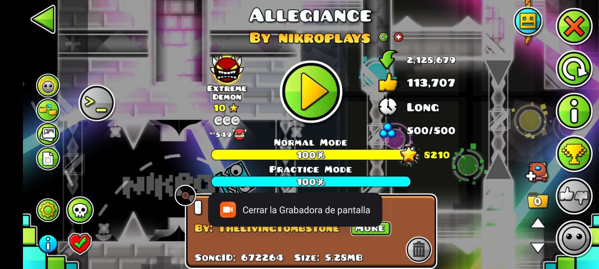 El jugador <a href="/ManuDashOficial/">ManuDash</a> ha completado el Extreme Demon "Allegiance" en móvil
