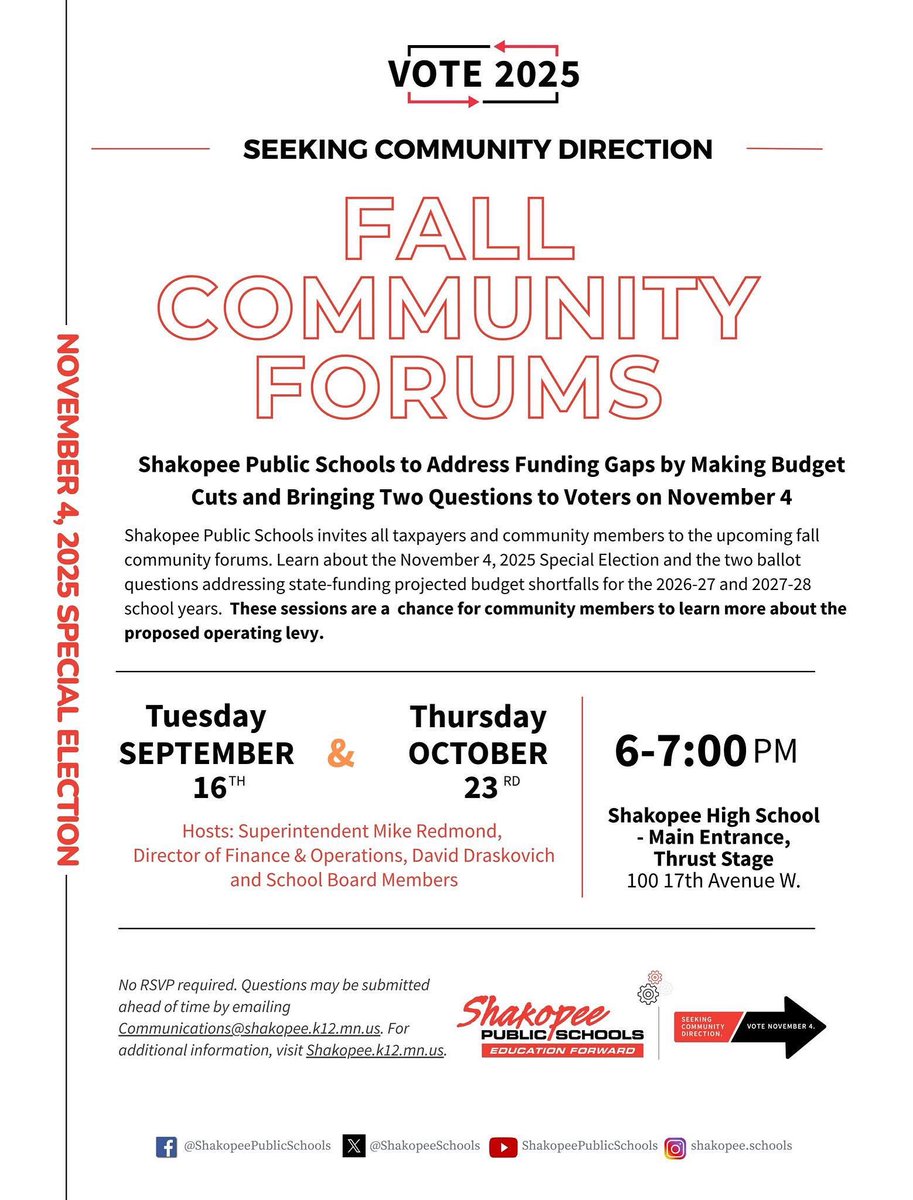 ShakopeeSchools's tweet image. #shakopeeschools #communityforums ShakopeeLevy.org
