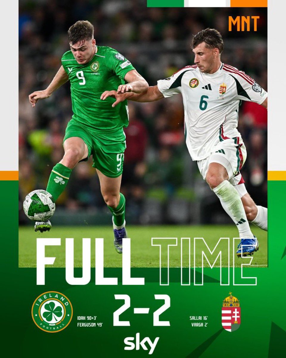 🇮🇪🇮🇪🇮🇪

2-2 er niðurstaðan á Aviva. ⚽️⚽️

Virðum stigið eftir brösuga byrjun. Öll völd á vellinum í seinni hálfleik.

Mætum Armenum ytra á þriðjudaginn. 🇦🇲

🇮🇪🇮🇪🇮🇪

#graeniherinn
#theboysingreen