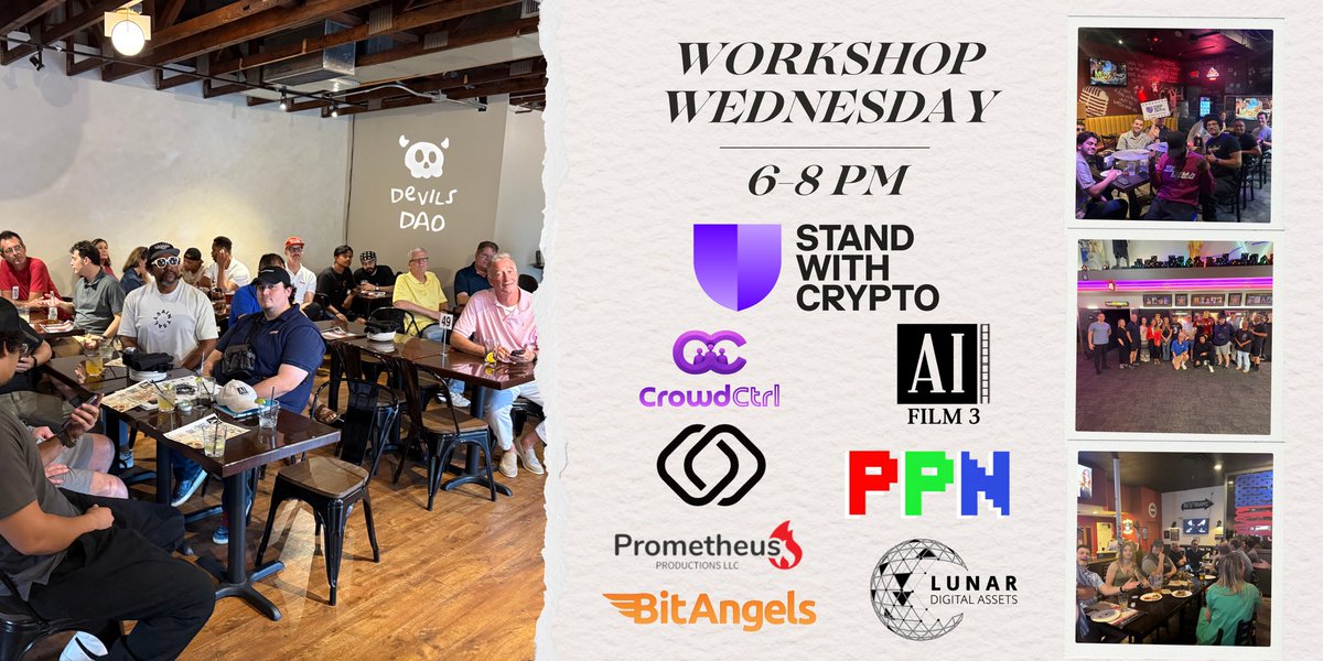 Shelton Beascochea🛡️ (@sheltonbeasco) on Twitter photo Ready to dive into crypto? 🚀 Whether you're building or networking, we've got you covered here in Arizona!
🧠 Workshop Wednesdays: Join us twice a month for deep dives into the world of Web3.
🤝 Social Hour Fridays: Unwind with the community every single Friday.
Presented by Ready to dive into crypto? 🚀 Whether you're building or networking, we've got you covered here in Arizona!
🧠 Workshop Wednesdays: Join us twice a month for deep dives into the world of Web3.
🤝 Social Hour Fridays: Unwind with the community every single Friday.
Presented by
