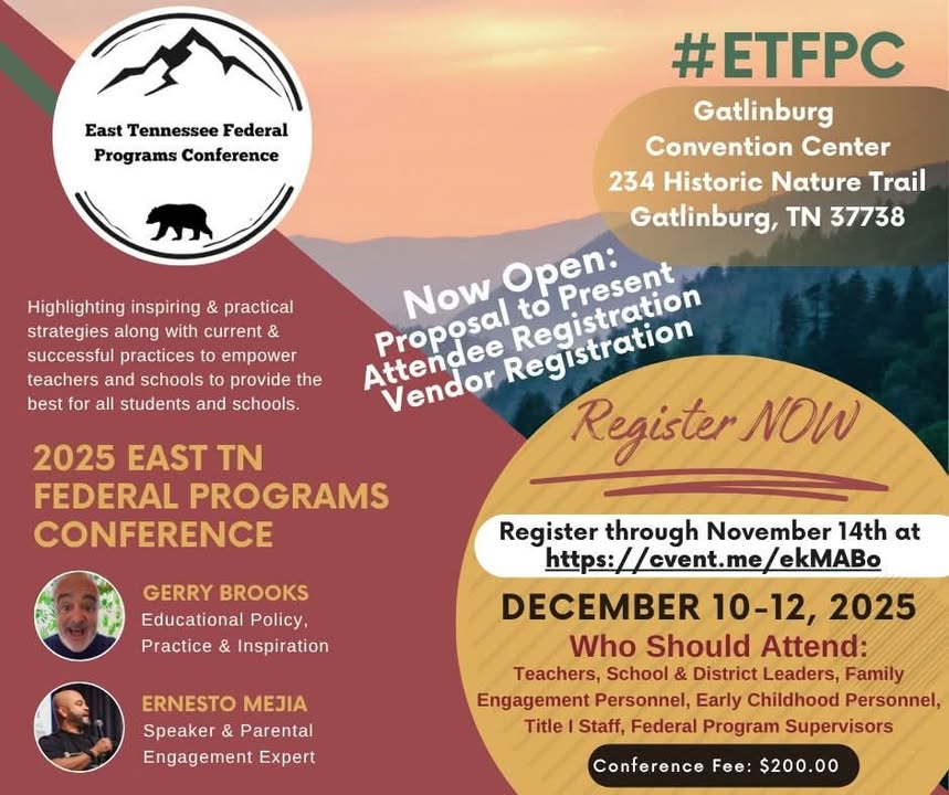 tn_federal's tweet photo. ⭐We are now accepting Proposals to Present, Attendee Registration, and Vendor Partner Registration for the 2025 East TN Federal Programs Conference.

Register: https://t.co/YtAz4VcjSg

Proposal to Present: https://t.co/ZYEesrnfBD

Vendor Information: https://t.co/qz3fj0FXGh https://t.co/Df6GGh6Rgt