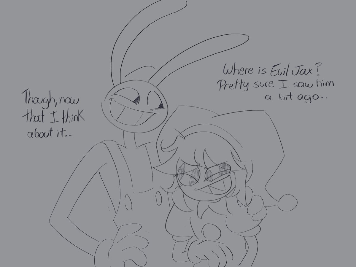 Jealous? 
( 1/8 ) 
/ Note: This takes place after the events of episode 6
Do you remember the commercial that came out recently? It gave me an idea
Btw sorry if something is not understood very well, I don't know much English hehe

#funnybunny #tadc #pomni #jax