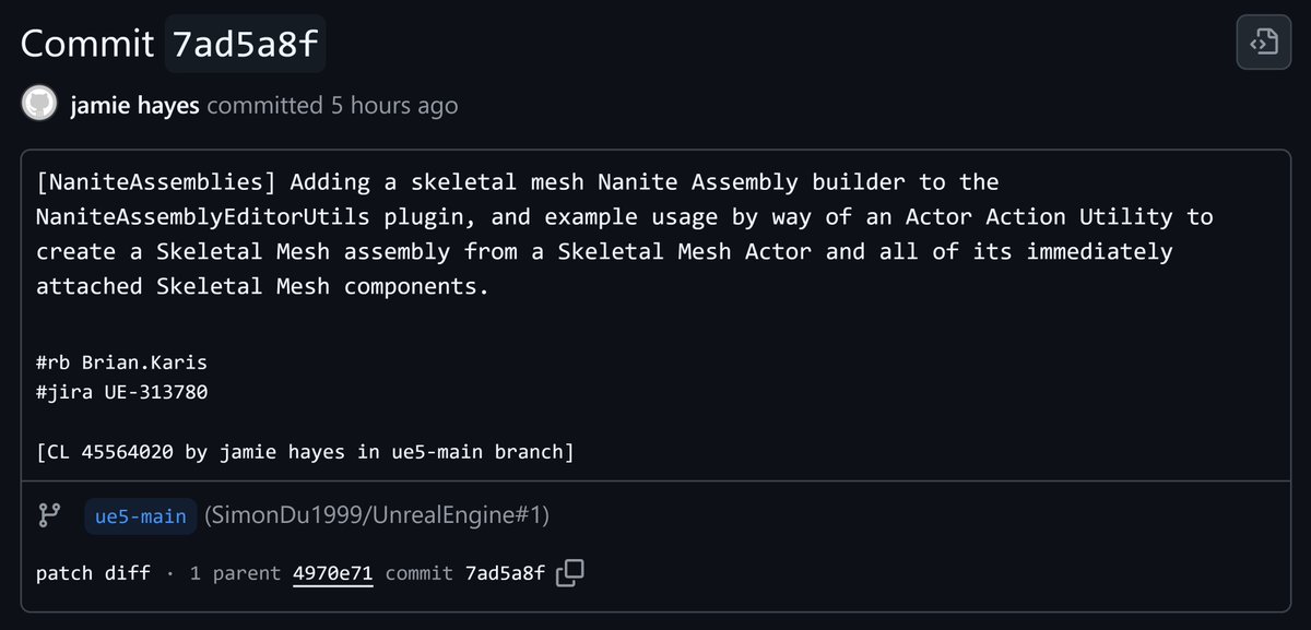 Skeletal Mesh Nanite Assembly builder

ue5-main

github.com/EpicGames/Unre…
#UE5