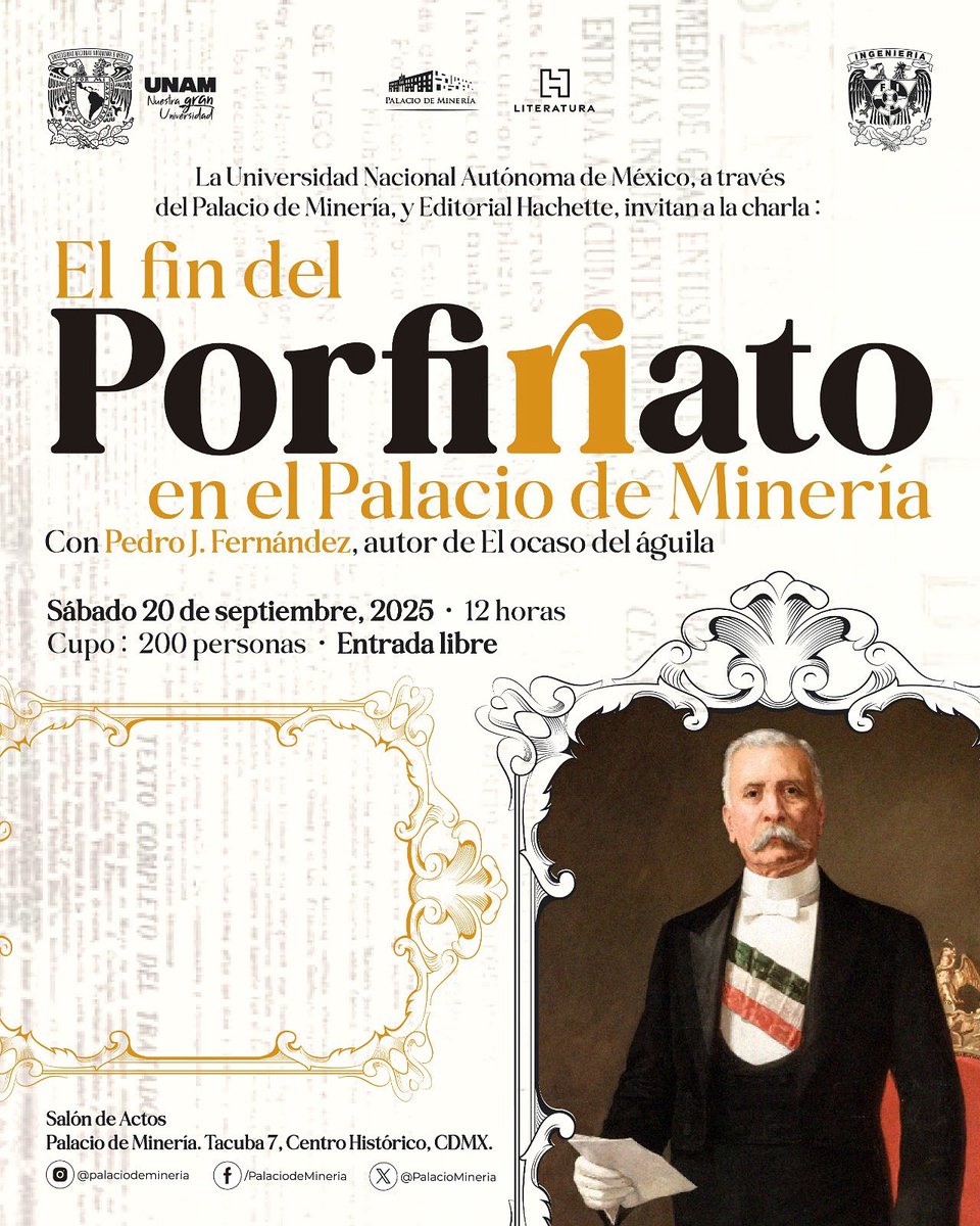 DonPorfirioDiaz's tweet photo. En conmemoración del lanzamiento de la serie literaria “El Juego de la Silla” tendremos una presentación especial para hablar de la primera novela: “El Ocaso del Águila”. https://t.co/JZzDesRCvO