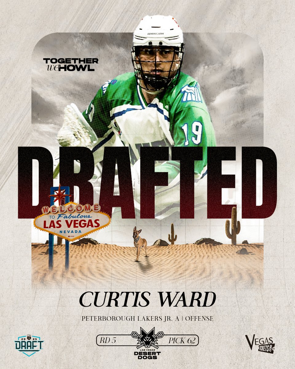 vegasdesertdogs's tweet photo. DRAFTED: RD 5 | Pick 62: Curtis Ward. Let's gooo!
Welcome to the Pack! #TogetherWeHowl | #NLLDraft https://t.co/fLYGfklpqx