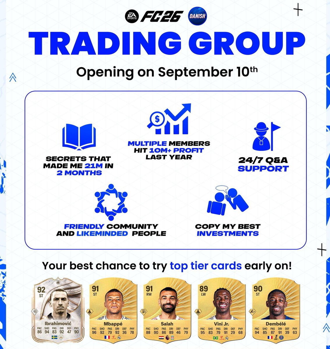 Do you want a Spot in our FC26 Trading Group for FREE? 🚨

Just ❤️ &amp; 🔁 to enter the Giveaway!

What do you Win?
✅ Full year with our best investments
💰 Expect 1M+ coins profit per month
😳 10x better value than FC points 

You’ll be surprised how easy it is to make 10M coins🥳