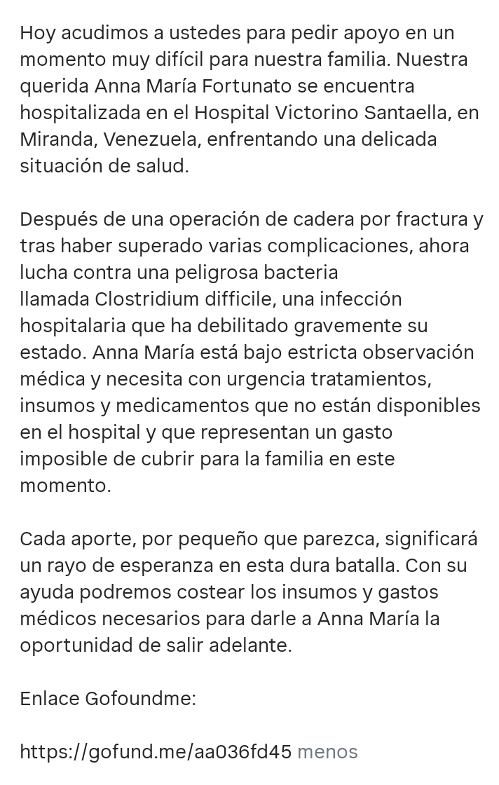 Una excelente amiga, mil gracias a quienes puedan apoyar 
#Caracas 
#URGENTE