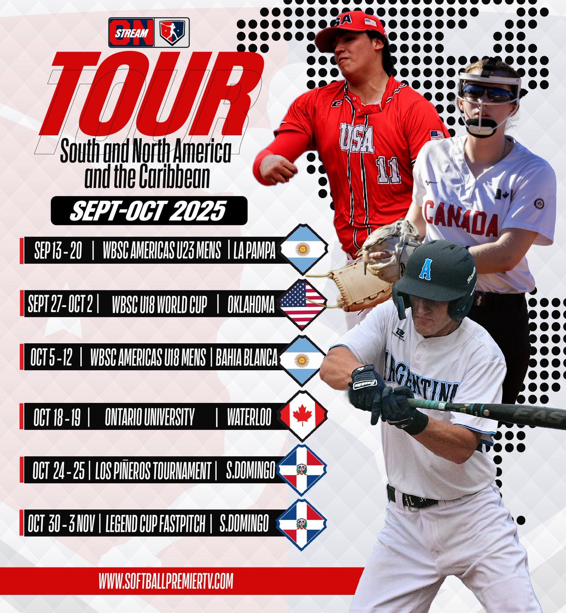 🚨 #BreakingNew

🌎🥎 Softball Premier TV kicks off its Tour this September and October, bringing productions to North, South, and the Caribbean, showcasing the best softball in the world.
🔥 Wherever the game is big, we’ll be there!🎥

#hereforsoftball #softballpremier