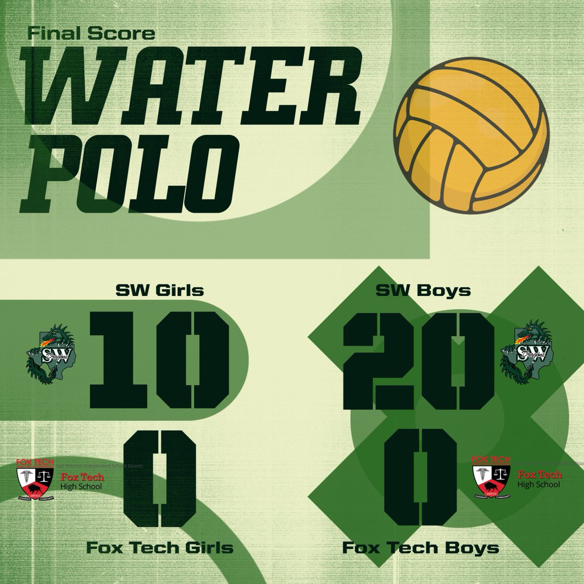 Today, both our Lady Dragons and our Dragons continued their streaks by taking down Fox Tech. Show some support for Water Polo this Wednesday as they fight to keep the streak alive vs Legacy. Lady Dragons at 5:30 PM and Dragons at 7 PM.