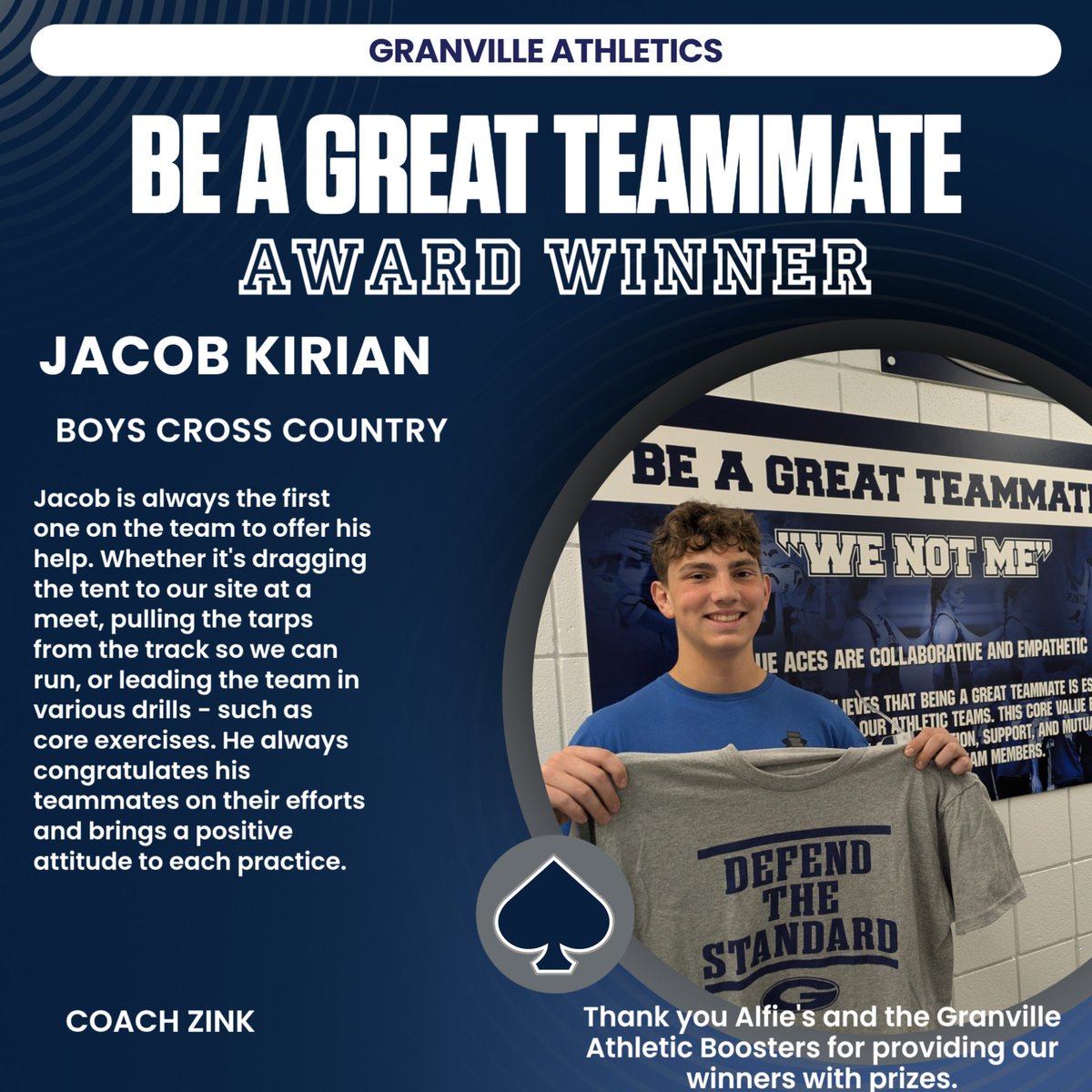 J.Wills Assistant AD (@jesswillsaad) on Twitter photo We want to recognize August's Core Value Award Winners for Being a Great Teammate and Defending the Standard!! Jacob Kirian. Please see what his coaches said about her We>me actions. <a href="/GranvilleEVSD/">Granville EV Schools</a> <a href="/GV_Blue_Aces/">Granville Athletics</a> We want to recognize August's Core Value Award Winners for Being a Great Teammate and Defending the Standard!! Jacob Kirian. Please see what his coaches said about her We>me actions. <a href="/GranvilleEVSD/">Granville EV Schools</a> <a href="/GV_Blue_Aces/">Granville Athletics</a>