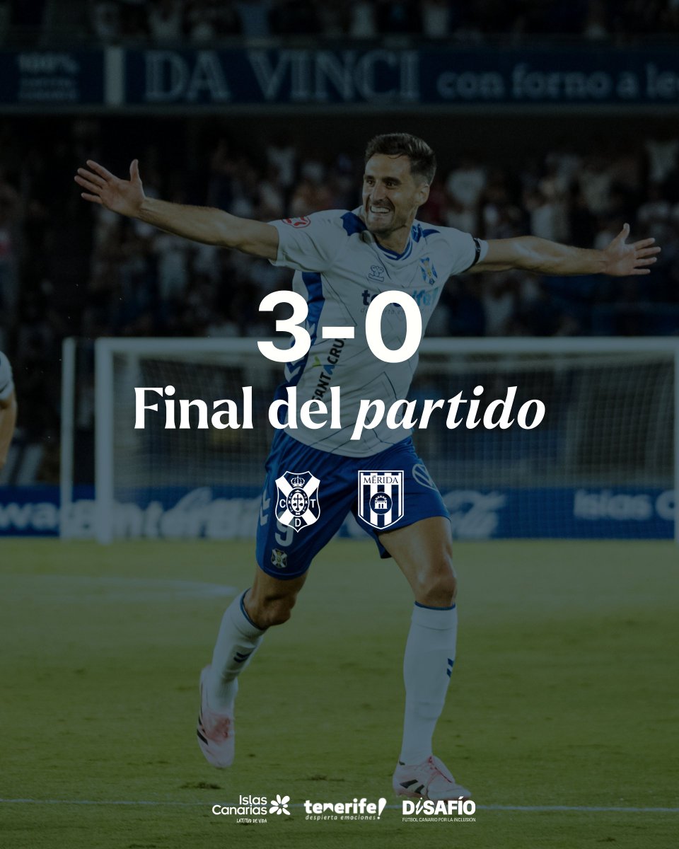CD Tenerife ๐ด๓ ง๓ ข๓ ณ๓ ฃ๓ ด๓ ฟ (@cdtoficial) on Twitter photo ๐ ๐
๐๐๐๐ | ยก๐๐ซ๐ข๐ฆ๐๐ซ โ3โฃ ๐๐ง ๐๐๐ฌ๐, #๐๐ฅ๐๐ง๐ช๐ฎ๐ข๐๐ณ๐ฎ๐ฅ๐๐ฌ!
ยก๐๐๐๐๐ ๐ค๐!
#CDTenerife 3โฃ - 0โฃ <a href="/Merida_AD/">A.D. Mรฉrida</a>
๐ฏ <a href="/jesusdemiguel8/">Jesus De Miguel</a> (X2) y <a href="/gallegoenric/">Enric Gallego</a>
#TenerifeMรฉrida #PrimeraFederaciรณn #DiSAFรO #LaBregaNosUne ๐ ๐
๐๐๐๐ | ยก๐๐ซ๐ข๐ฆ๐๐ซ โ3โฃ ๐๐ง ๐๐๐ฌ๐, #๐๐ฅ๐๐ง๐ช๐ฎ๐ข๐๐ณ๐ฎ๐ฅ๐๐ฌ!
ยก๐๐๐๐๐ ๐ค๐!
#CDTenerife 3โฃ - 0โฃ <a href="/Merida_AD/">A.D. Mรฉrida</a>
๐ฏ <a href="/jesusdemiguel8/">Jesus De Miguel</a> (X2) y <a href="/gallegoenric/">Enric Gallego</a>
#TenerifeMรฉrida #PrimeraFederaciรณn #DiSAFรO #LaBregaNosUne