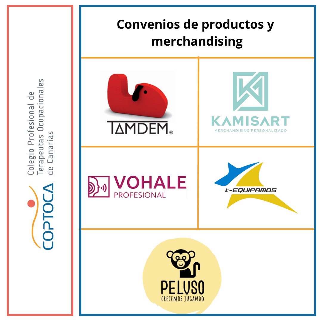 Aprovecha los descuentos de los que disfrutas por ser colegiado/a de COPTOCA en las siguientes empresas.

#convenios #coptoca #coptocahace