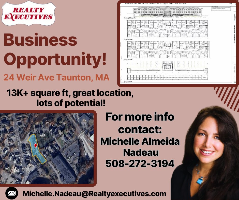 Realtor_Mich's tweet image. Don't miss the opportunity to build a beautiful 25-unit 3 story condo complex! 1- and 2-bedroom units with parking with parking and storage, located near the new train stop and downtown Taunton.