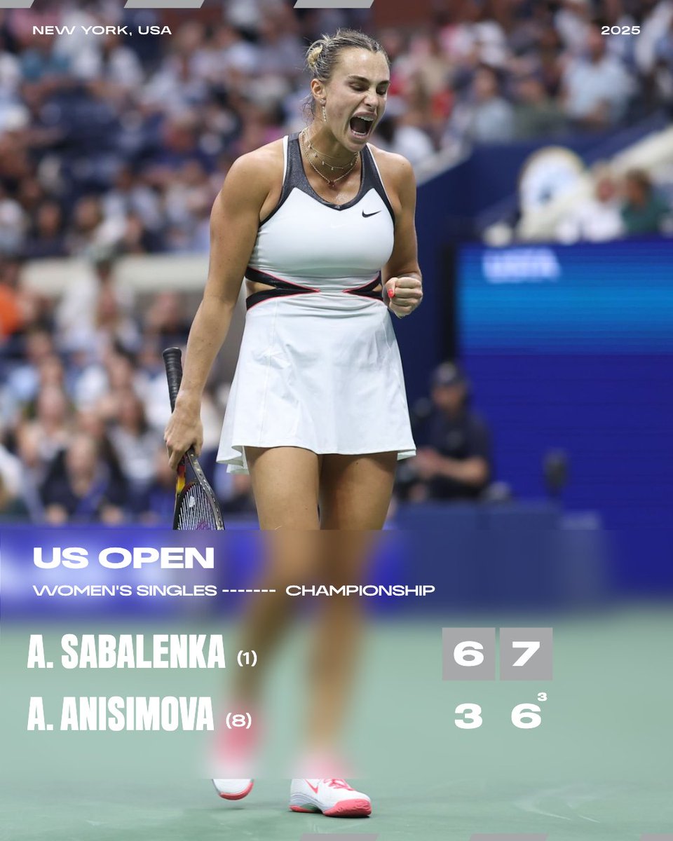rolandgarros's tweet photo. TITLE DEFENSE COMPLETED FOR ARYNA SABALENKA 💥
The first player to do it since Serena Williams in 2014 ⭐️

#USOpen https://t.co/XNL3hAFtjt