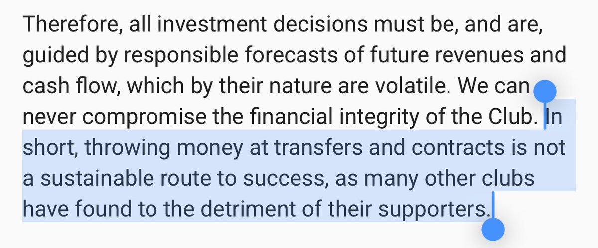According to their board they've over £100m in the bank but can't afford to "throw money at transfers and contracts" 🤔