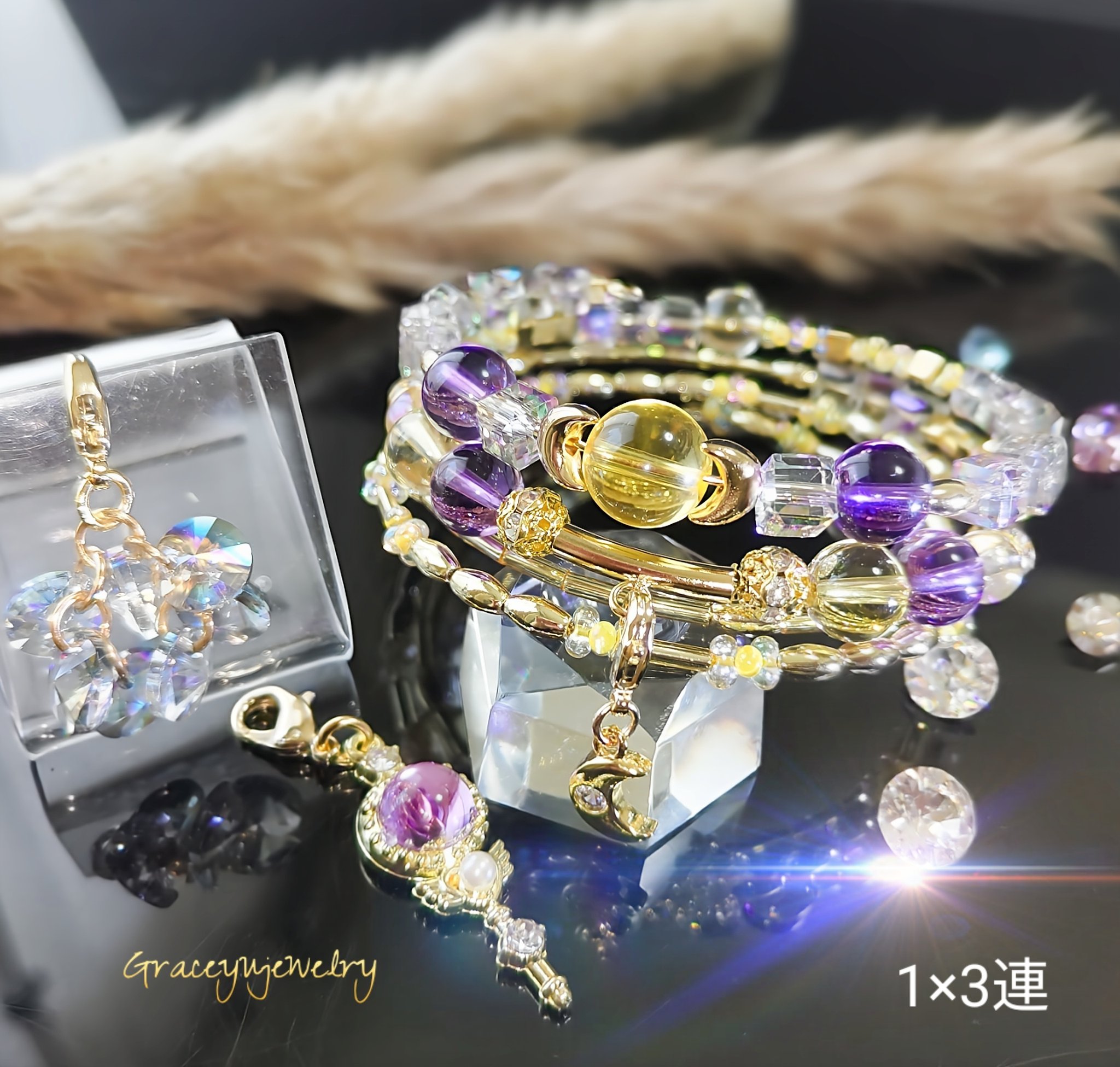 Graceyujewelry🍀 天然石コイルブレスレット✢ ハンドメイド