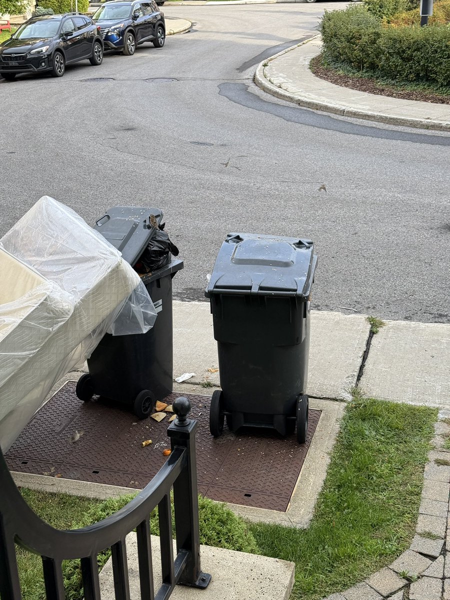 hishco's tweet photo. @ArrSaintLaurent there was no garbage pickup yesterday and now squirrels picked my neighbour’s garbage and it’s a mess outside. When are the trucks passing by? We expect better as taxpayers in #montreal #quebec #canada https://t.co/FTRBsGrI37