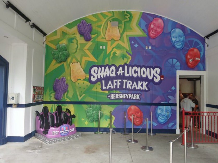 c04sters's tweet photo. Hersheypark’s Shaq-A-Licious Laff Trakk overlay is officially live for Halloween 🏀🎢 Did you expect it to open this soon? #Hersheypark https://t.co/RaFMdhCTKZ