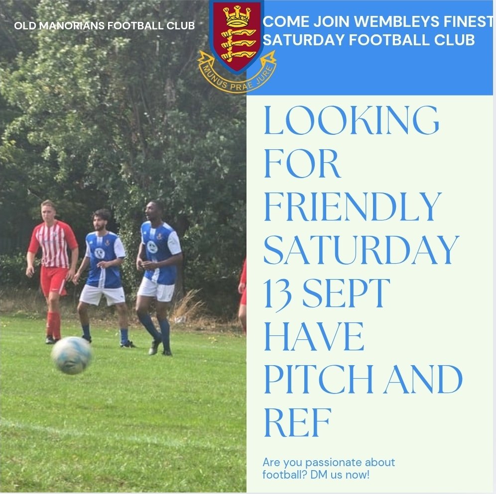 1st team looking for final preseason friendly DM if interested #friendly #football #Saturday #Wembley