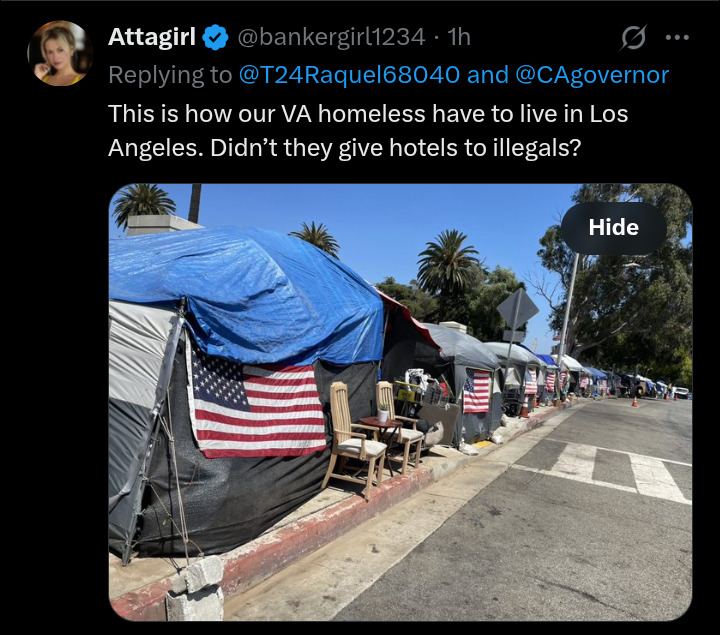 <a href="/CAgovernor/">Governor Gavin Newsom</a> Veterans are living on the streets in tents 😢 

NEWSCUM.