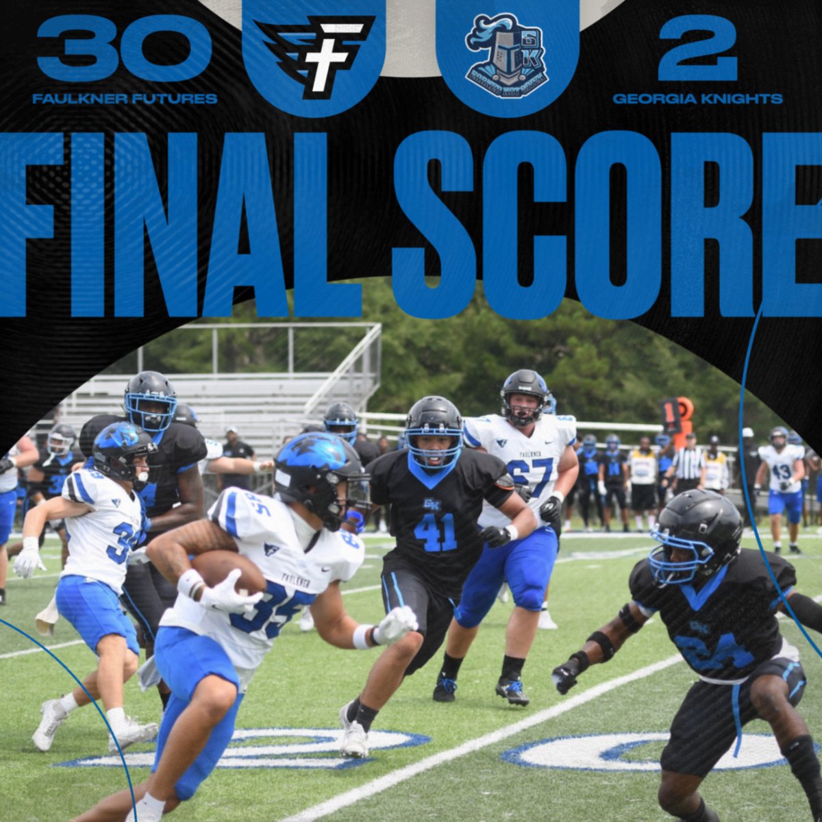 Faulkner Futures dominate in season opener!
Eagles take the victory over the Georgia Knights 30-2.