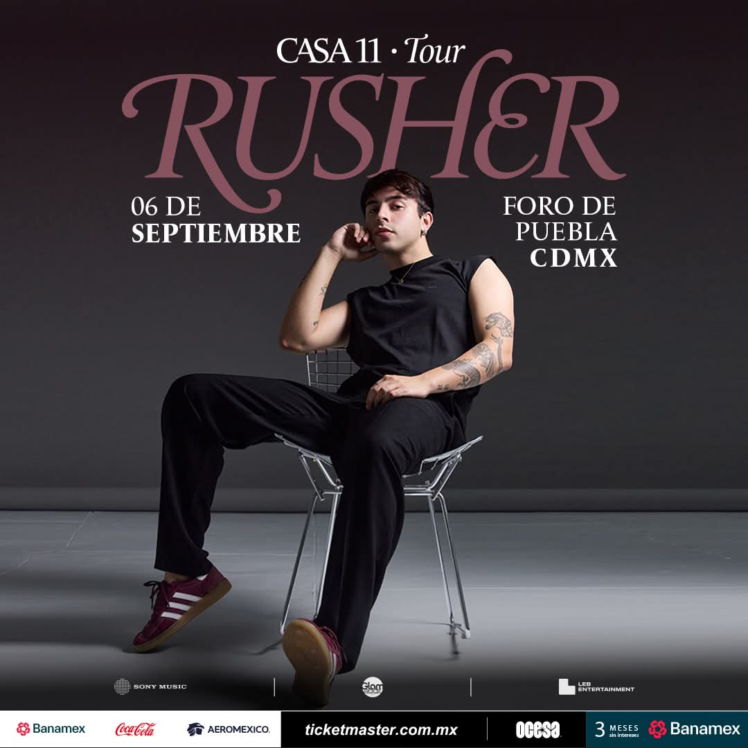 🇦🇷✨ ¡Atención, CDMX!
Hoy el talento argentino se hace presente con Rusher, que llega para encender el escenario del Foro Puebla como parte de su Casa Once Tour. 🎤🔥

Prepárense para una noche intensa, cargada de música, energía y conexión única con uno de los artistas más