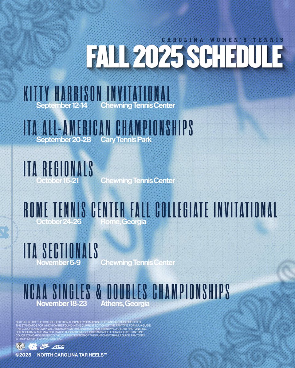 Our fall slate starts next weekend‼️

More ➡️ bit.ly/GoHeels-WTEN25…