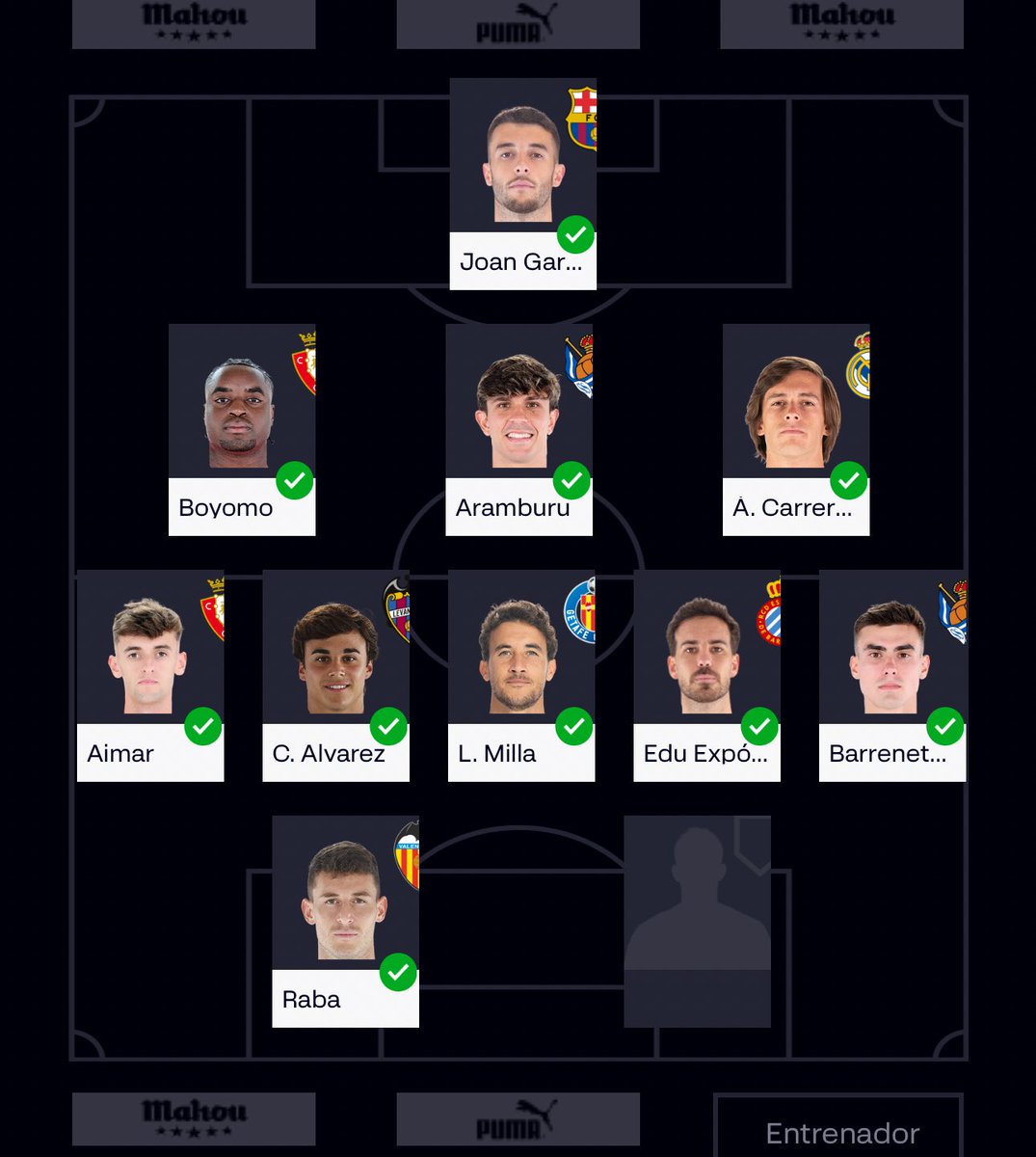hermitrabalon's tweet photo. @MIS7ERMALAKI @FantasyMarca @LaLigaFantasy @biwenger @MisterFantasyES 80millones de bank y he fichao a Carreras hoy por VM…….el dinero de Joan me vendría bien…….estoy esperando a Antony, pero hay mucho que mejorar aun https://t.co/NQKik5JpVT
