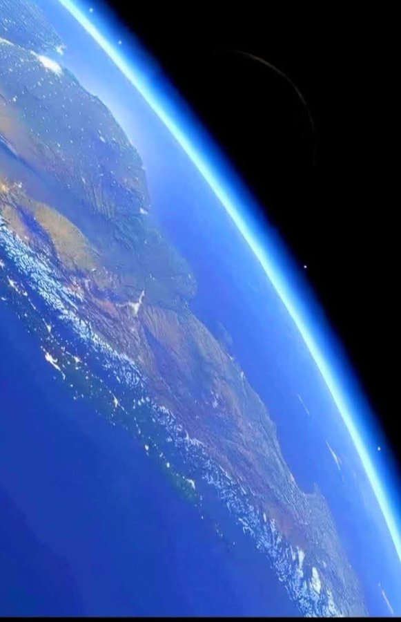 From the I.S.S. Cool view of stars and moon and curvature of the Earth.